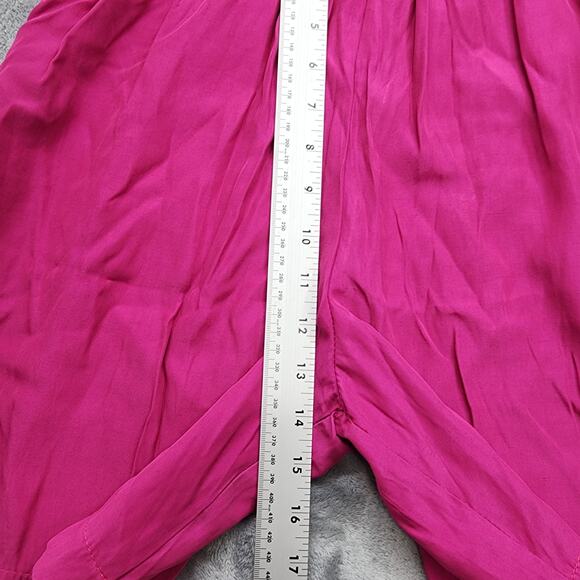Vintage 80s Shorts Womens L Pink Pull On Elastic Waist Rayon Baggy Loose Bermuda - Picture 5 of 8